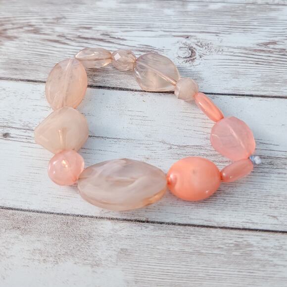 Vintage Stretch Bracelet - Chunky - Dusky Pinky Peach Tones - Picture 2 of 8
